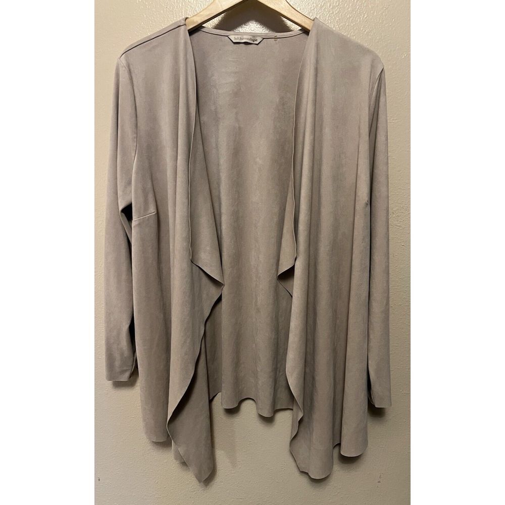 SOFT SURROUNDINGS Ultra Soft Faux Micro Suede Waterfall Open Cardigan Wrap Sz 2X